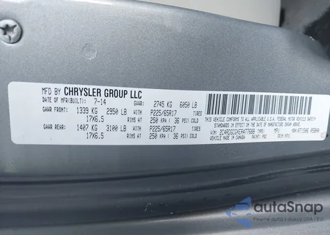 2014 Dodge Grand Caravan Sxt z USA, uszkodzony, nr VIN 2C4RDGCGXER477688